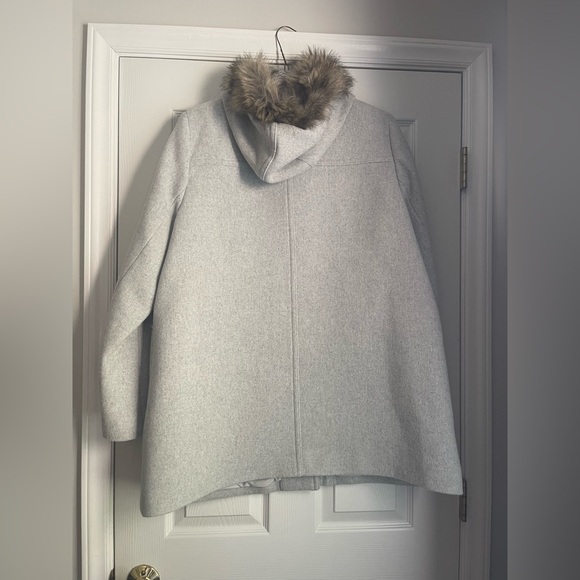 J CREW Gray Coat with Faux Fur Trim - Picture 4 of 6